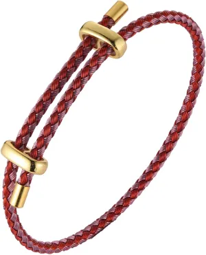 Men's And Women'S Gold-Plated Buckle Design Color Woven Steel Rope Bracelet, Adjustable Length, No Gemstone Gift Jewelry