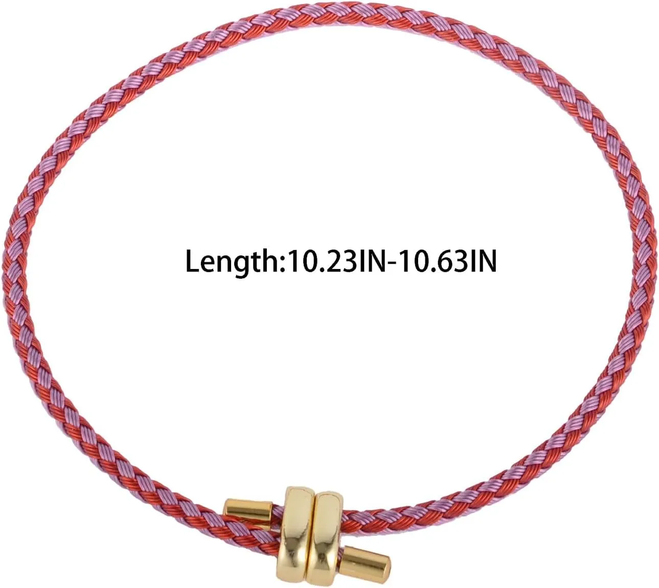 Men's And Women'S Gold-Plated Buckle Design Color Woven Steel Rope Bracelet, Adjustable Length, No Gemstone Gift Jewelry