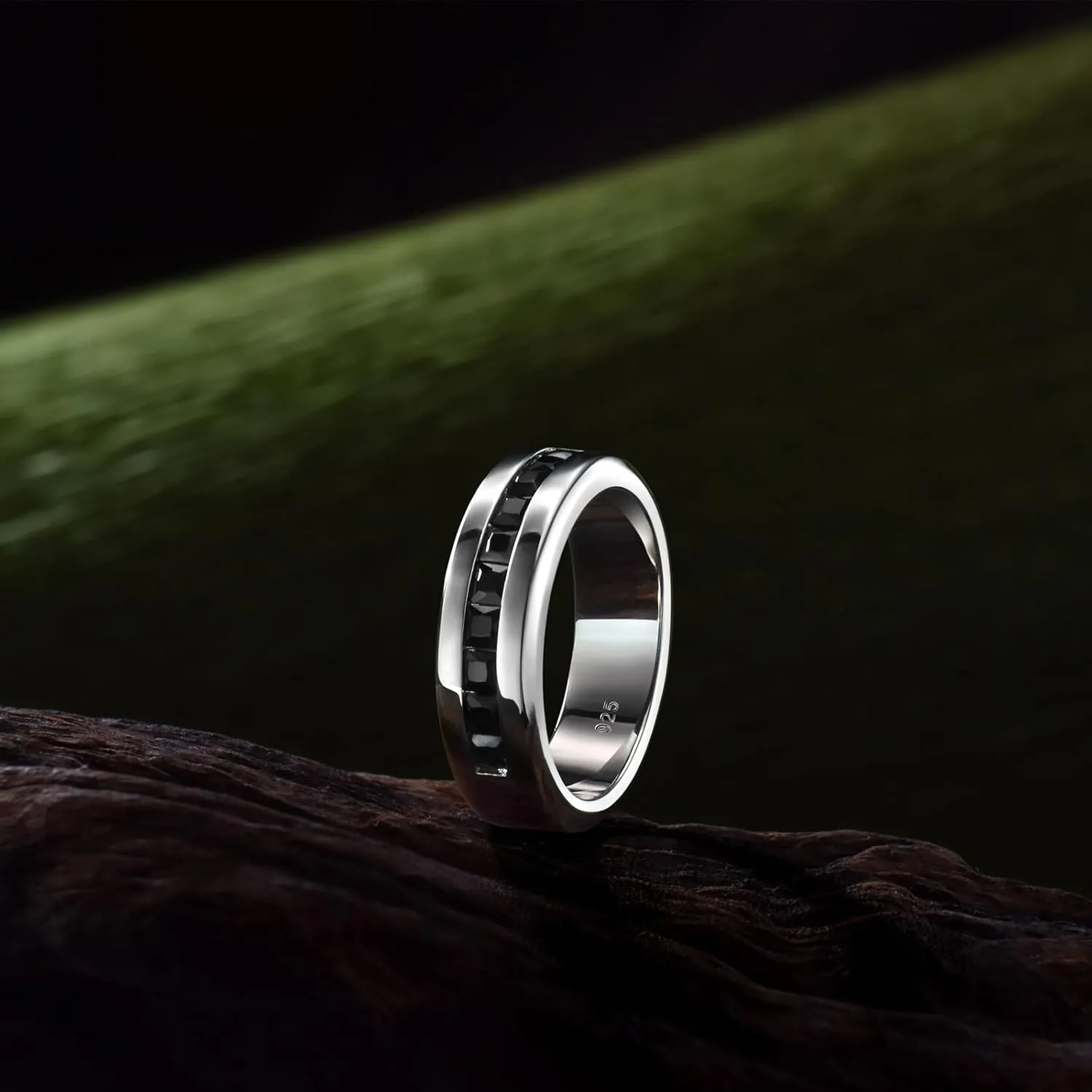 Mens Black Wedding Band 925 Sterling Silver Ring 1ct 10 Large Princess Cut 5A Cubic Zirconia Size