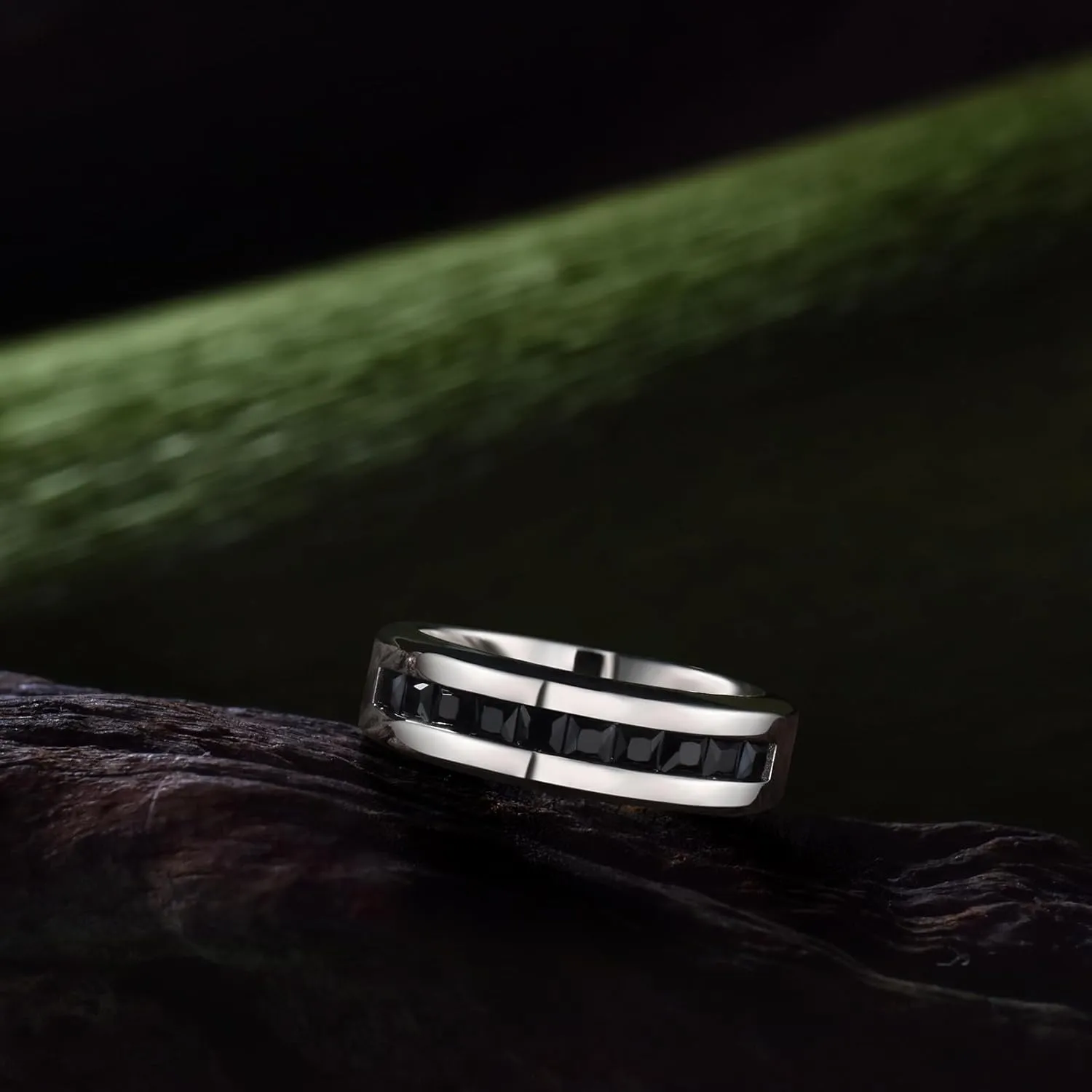 Mens Black Wedding Band 925 Sterling Silver Ring 1ct 10 Large Princess Cut 5A Cubic Zirconia Size