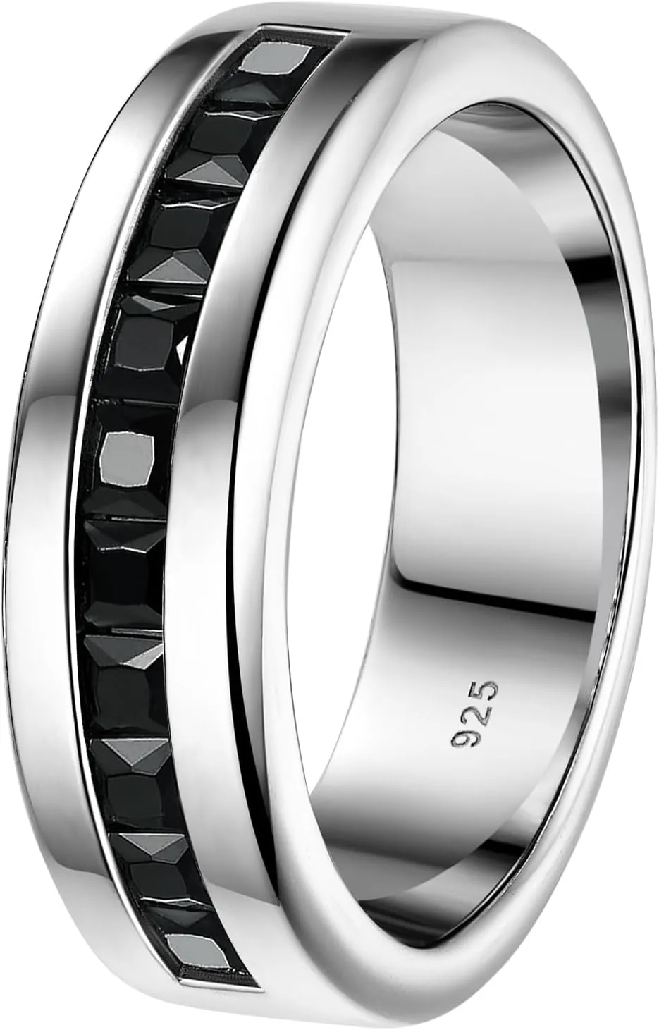 Mens Black Wedding Band 925 Sterling Silver Ring 1ct 10 Large Princess Cut 5A Cubic Zirconia Size
