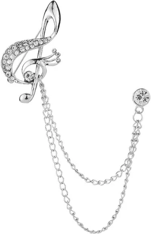 Men's Brooch, Music Note Chain brooch,Suit Pin Badge Hanging Chains Collar Brooches,Husband Boyfriend Valentine's Day Anniversary Birthday Gift