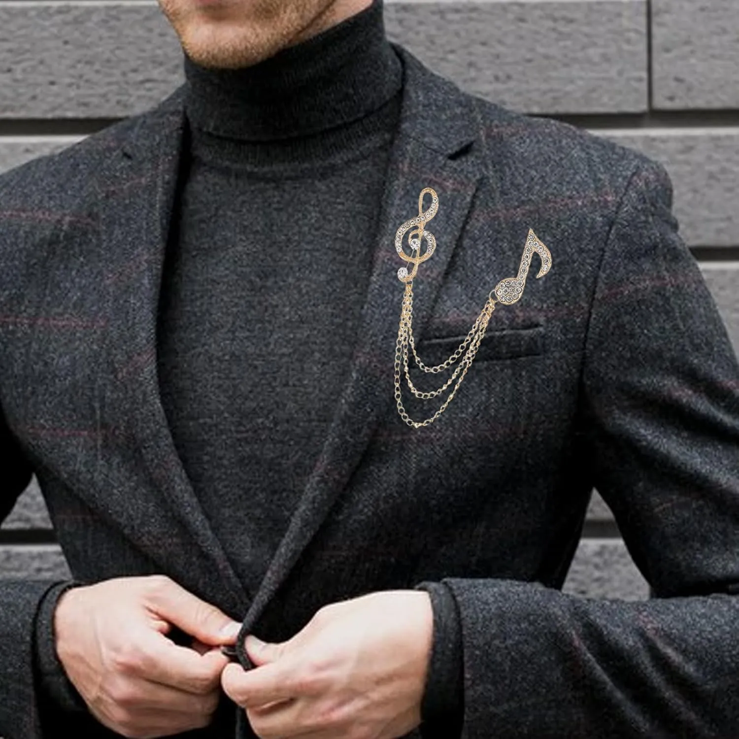 Men's Brooch Pin Set with Chain (2PCS)  Zinc Alloy Suit Lapel Pins for Men, Stylish Brooches for Tuxedo, Jacket, Wedding, Party, Prom, Gentleman Accessories