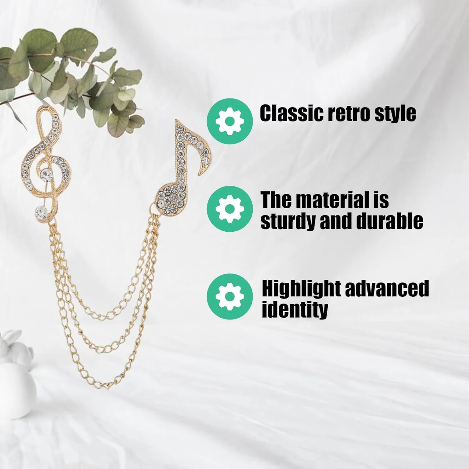 Men's Brooch Pin Set with Chain (2PCS)  Zinc Alloy Suit Lapel Pins for Men, Stylish Brooches for Tuxedo, Jacket, Wedding, Party, Prom, Gentleman Accessories