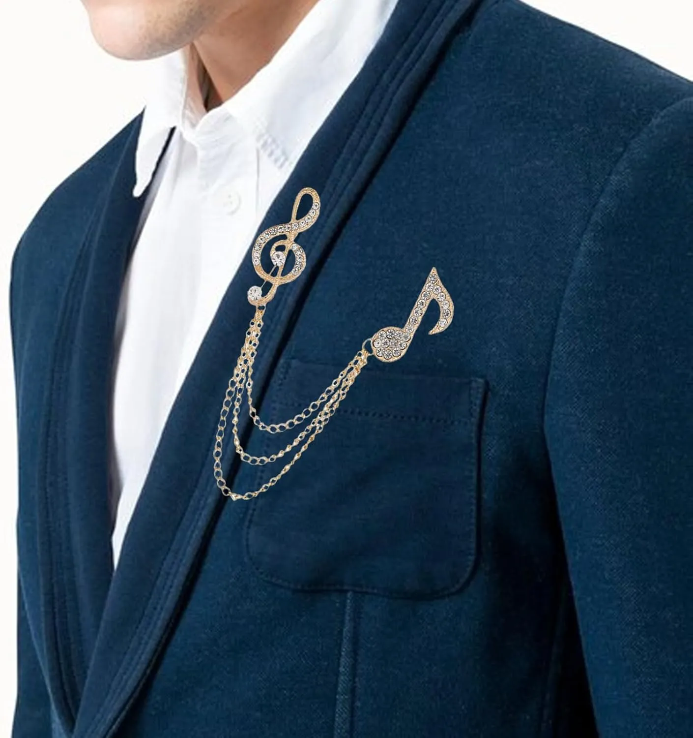 Men's Brooch Pin Set with Chain (2PCS)  Zinc Alloy Suit Lapel Pins for Men, Stylish Brooches for Tuxedo, Jacket, Wedding, Party, Prom, Gentleman Accessories