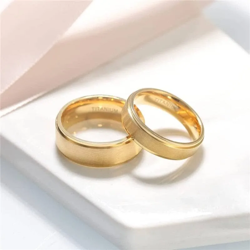 Men's Brushed Yellow Gold Titanium Wedding Band