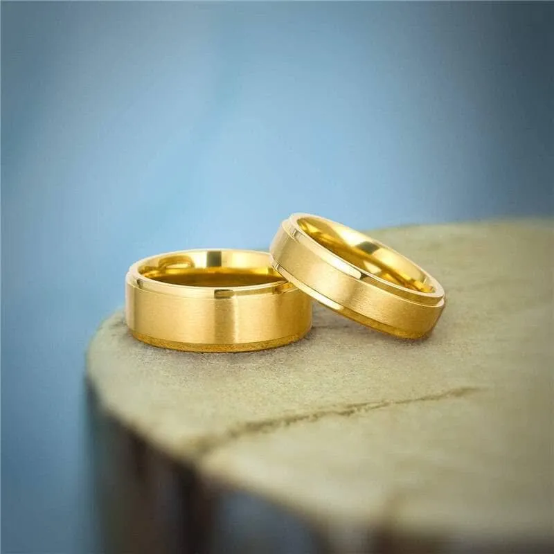 Men's Brushed Yellow Gold Titanium Wedding Band