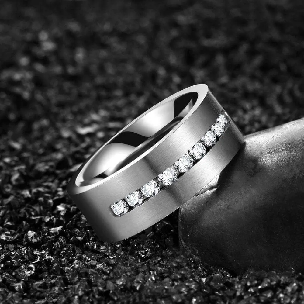 Men's Created Diamond 8mm Titanium Wedding Band