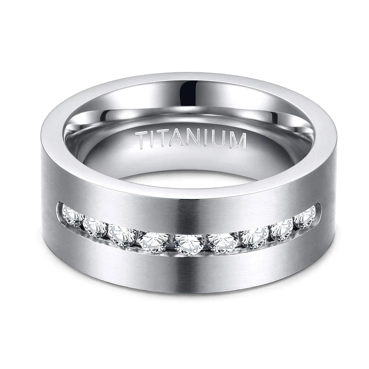 Men's Created Diamond 8mm Titanium Wedding Band
