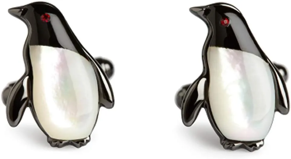 Mens Darwin Penguin Cufflinks- Black/White