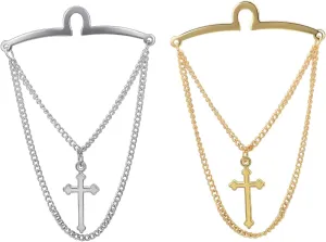 Men's Gold Silver Tie Chain Set - Classic 2Pcs Double Necktie Chains for Business and Wedding Jewelry