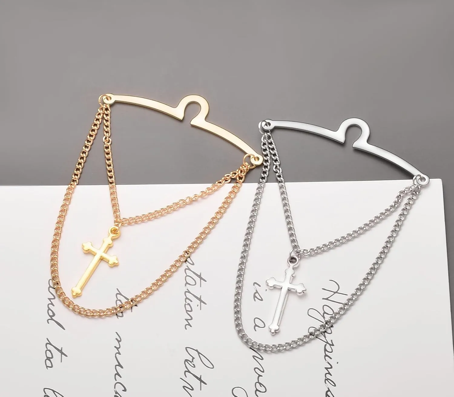 Men's Gold Silver Tie Chain Set - Classic 2Pcs Double Necktie Chains for Business and Wedding Jewelry