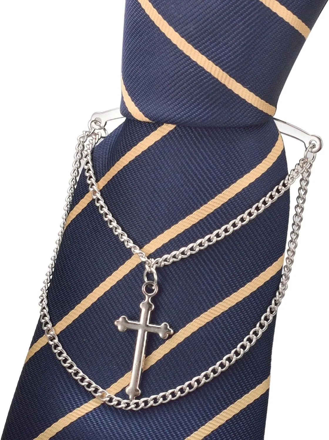 Men's Gold Silver Tie Chain Set - Classic 2Pcs Double Necktie Chains for Business and Wedding Jewelry