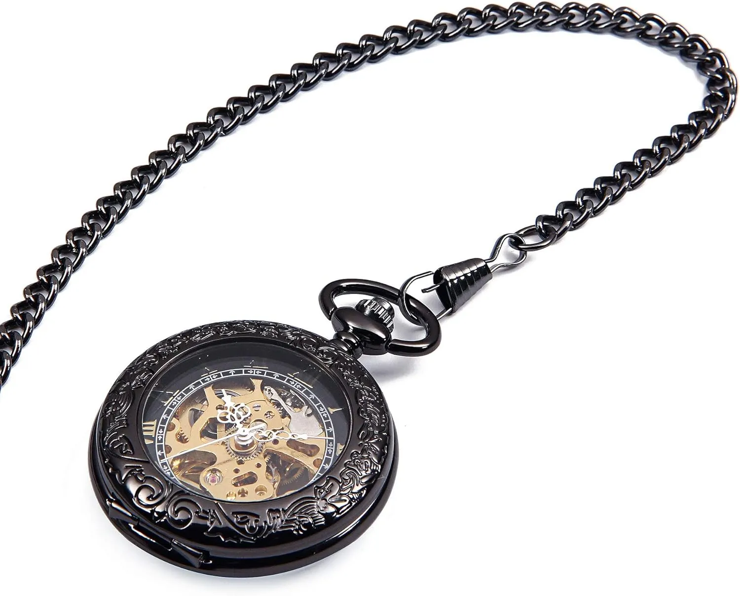 Mens Pocket Watch with Chains Steampunk Mechanical Pocket Watches Christmas Graduation Birthday Gifts Fathers Day
