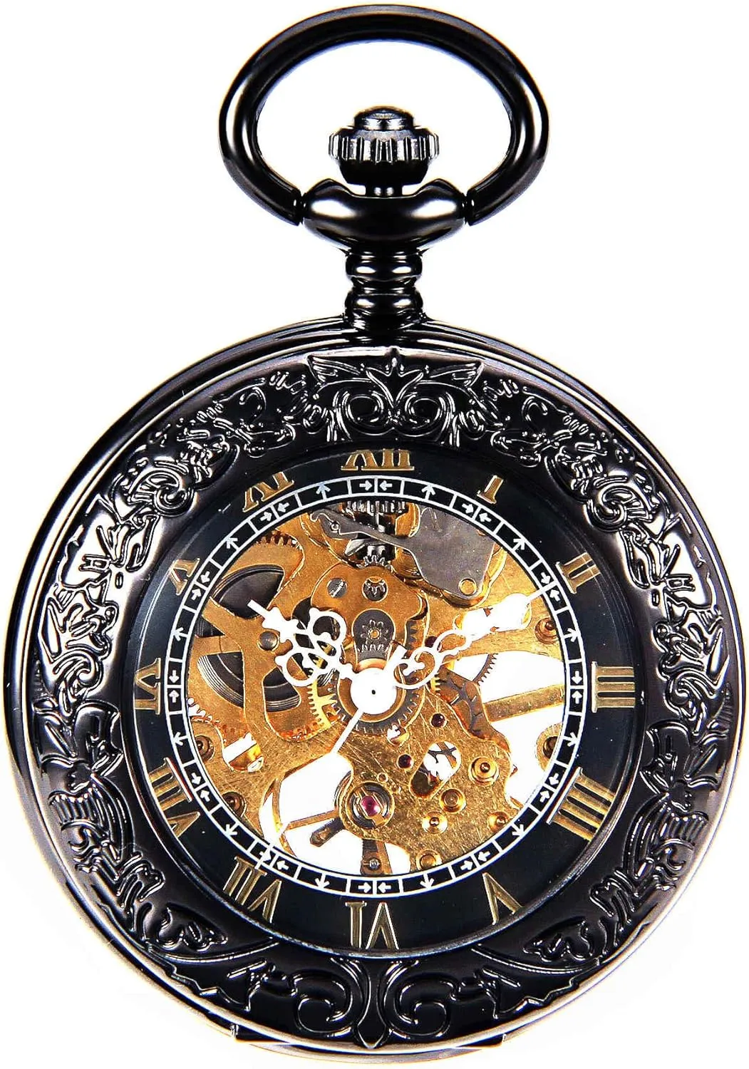 Mens Pocket Watch with Chains Steampunk Mechanical Pocket Watches Christmas Graduation Birthday Gifts Fathers Day