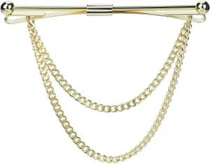 Men's Shirt Collar Clips Tie Collar Bar Clips with Double Chains Necktie Tie Clips Clip-on Collar Bars