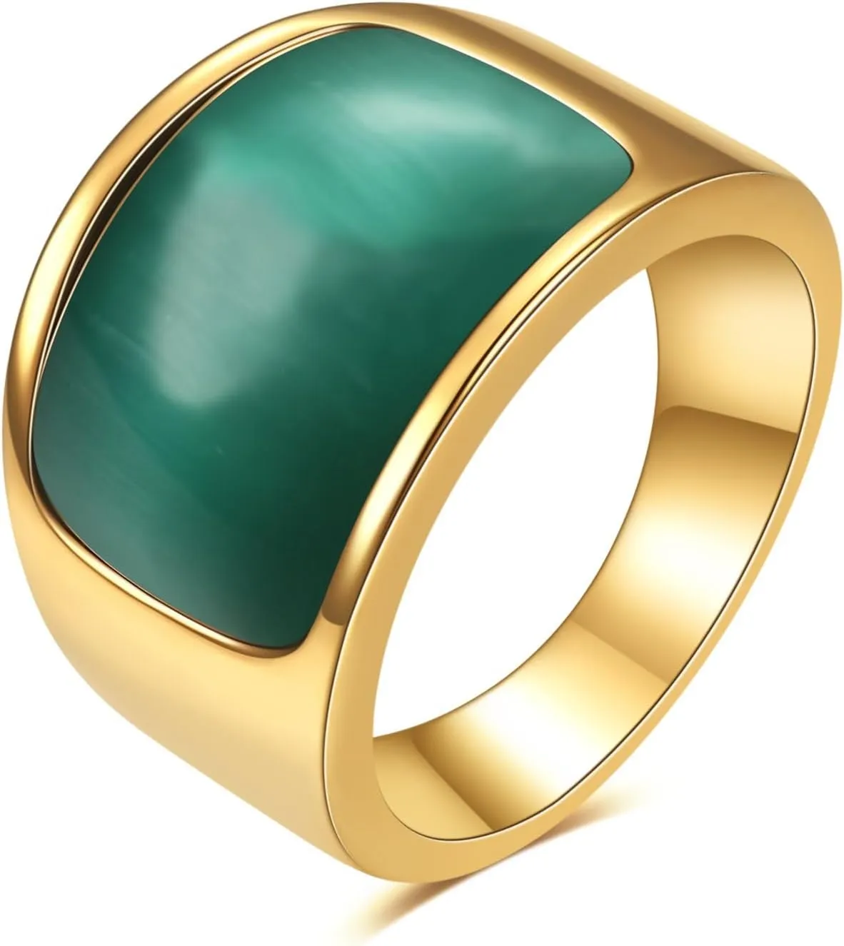 Men's Stainless Steel Vintage Square Gem Rings Gold and Silver Fashion Ring Party Wedding Gift For Men