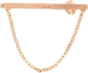 Mens Tie Clasp Clip Rose Gold Tone Box Cable Chain Accent 2 1/2" Fashion Details for Ties Trendy Accessories Stylish Additions