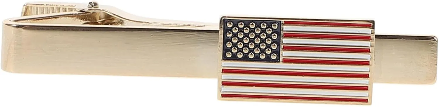 Men's Tie Clip American Flag Design Wedding Present for Men Metal Clip for Business and Special Occasions