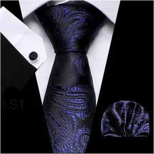 Men's Ties Classic Men's Ties with Men's Cufflinks Pocket Square Handkerchief Men's Tie Sets