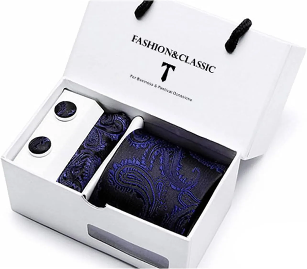 Men's Ties Classic Men's Ties with Men's Cufflinks Pocket Square Handkerchief Men's Tie Sets