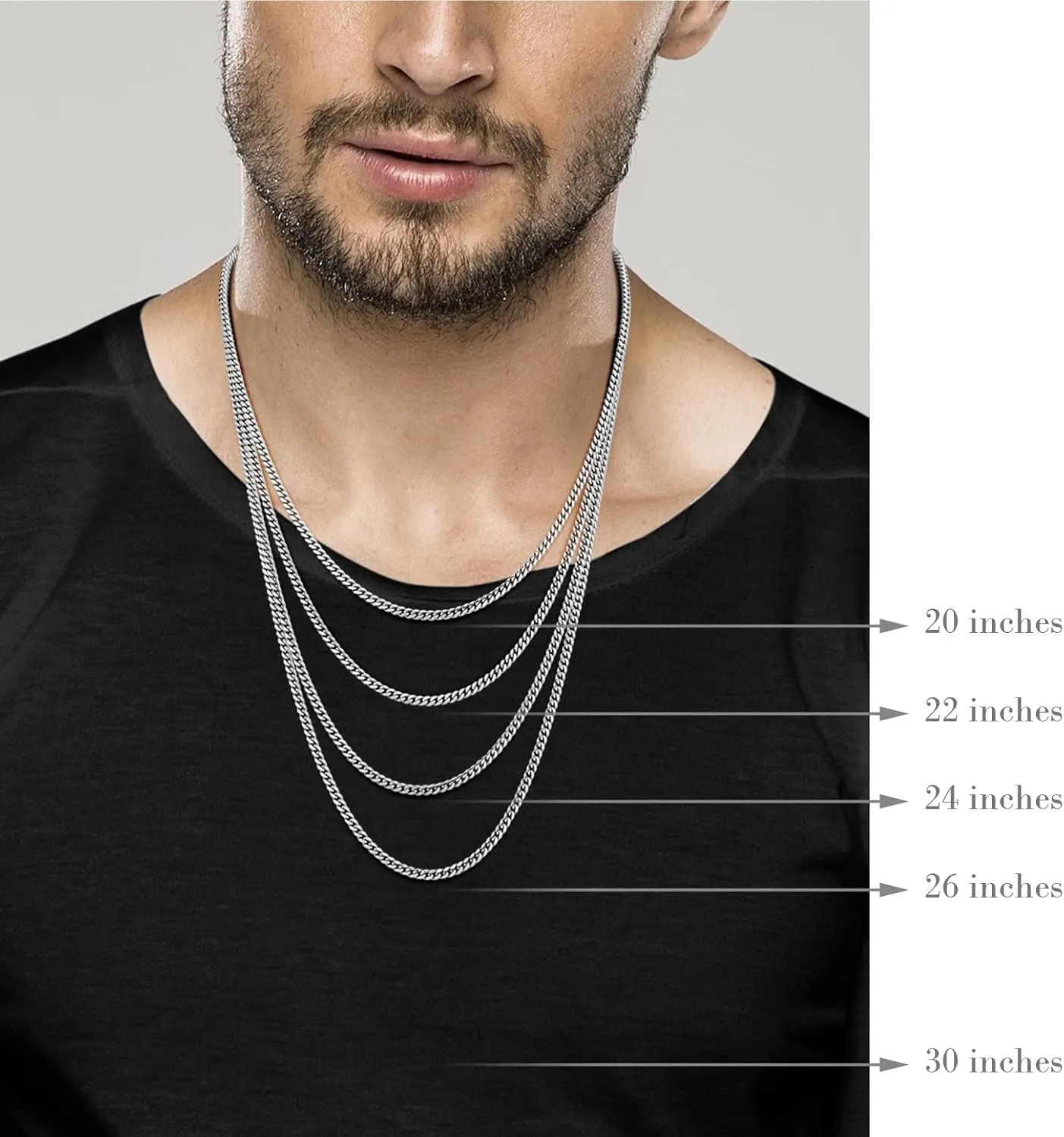 Miabella Italian Heavy 925 Sterling Silver Thick 3.2mm, 5mm, 7mm Curb Cuban Link Chain Necklace for Men Made in Italy