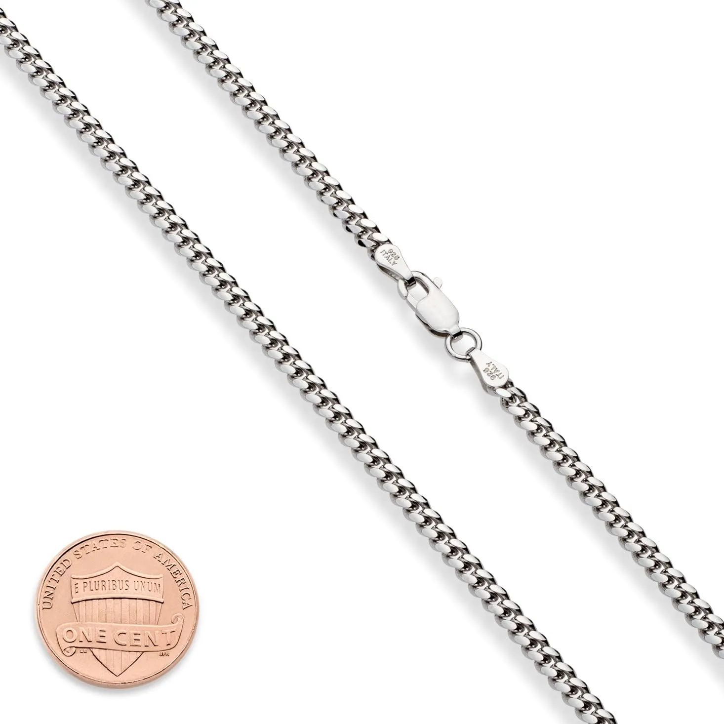 Miabella Italian Heavy 925 Sterling Silver Thick 3.2mm, 5mm, 7mm Curb Cuban Link Chain Necklace for Men Made in Italy
