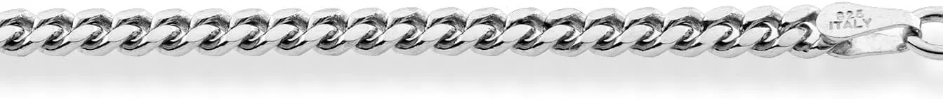 Miabella Italian Heavy 925 Sterling Silver Thick 3.2mm, 5mm, 7mm Curb Cuban Link Chain Necklace for Men Made in Italy