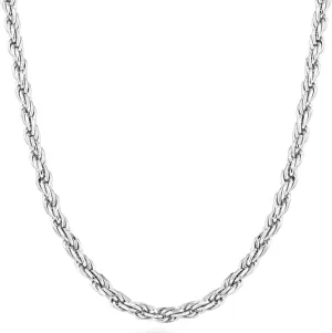 Miabella Solid 925 Sterling Silver Italian 2mm, 3mm Diamond-Cut Braided Rope Chain Necklace for Men Women Made in Italy
