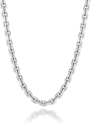 Miabella Solid 925 Sterling Silver Italian 3mm Thick Square Link Open Box Chain Necklace for Men/Made in Italy