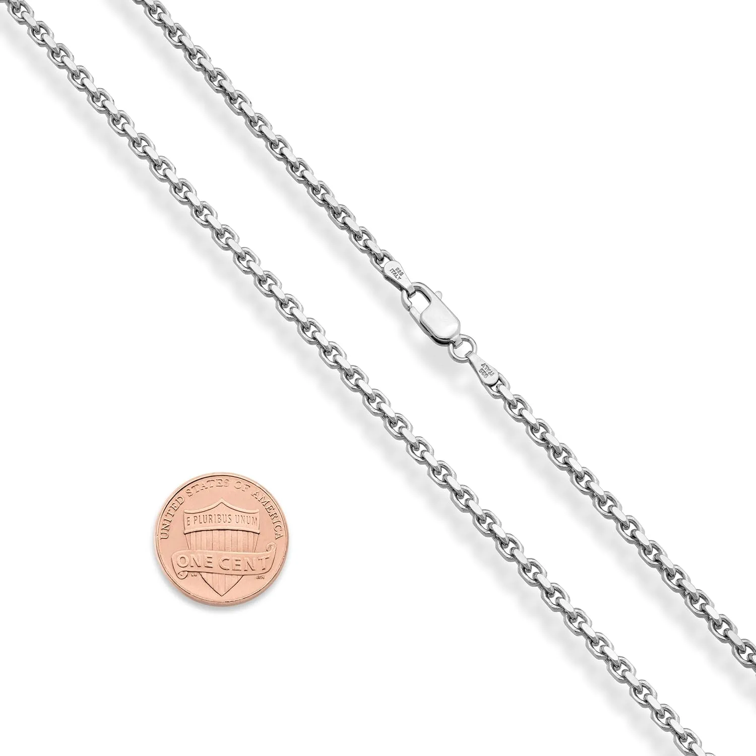 Miabella Solid 925 Sterling Silver Italian 3mm Thick Square Link Open Box Chain Necklace for Men/Made in Italy