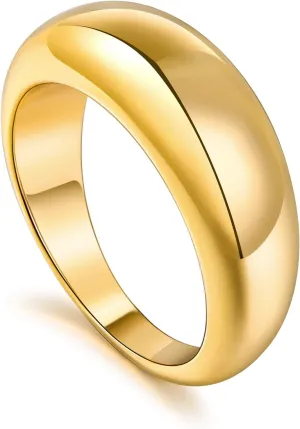 micuco Chunky Dome Rings for Women 14K Gold Plated Statement Ring Cubic Zirconia Inlay Gold Star Thick Rings