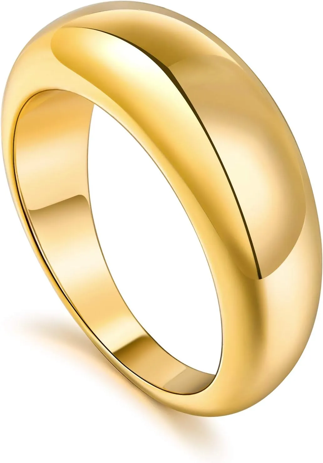 micuco Chunky Dome Rings for Women 14K Gold Plated Statement Ring Cubic Zirconia Inlay Gold Star Thick Rings