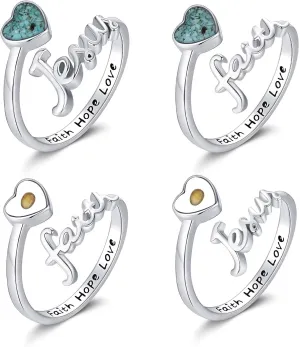 Midir&Etain Faith Jesus Themed Rings  Turquoise Mustard Seeds Rings