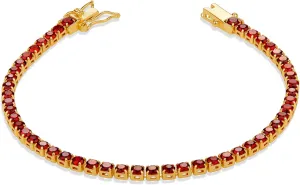 Milla 14K Gold Plated Cubic Zirconia Classic Tennis Bracelet - Gold Bracelets for Women - Purple Bracelets, Green Bracelets, Red Bracelets for Women & More - Size 7 Inch