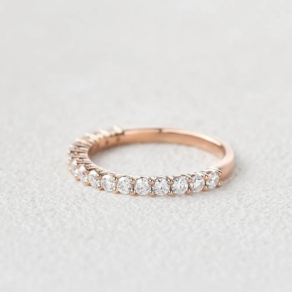 Minimalist Moissanite Half Eternity Stacking Ring