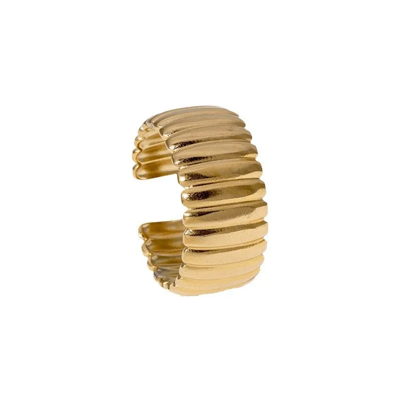 Minimalist Stripe Geometric Stainless Steel Electroplating Rings