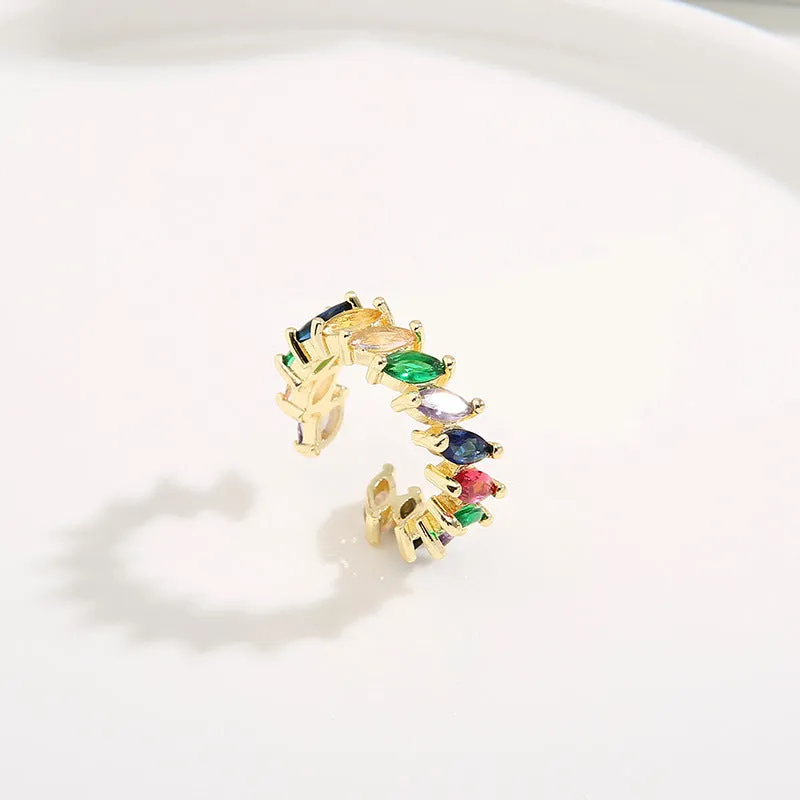 Minimalist Women Ellipse Geometric Copper Electroplating Rings