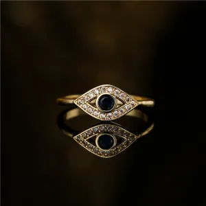 Minimalist Women Evil Eye Geometric Copper Inlay Rings