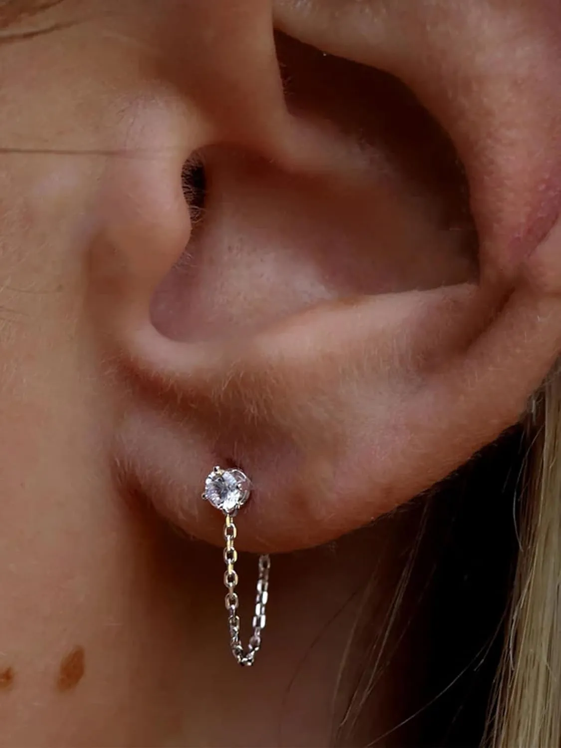 MODRSA Silver Gold Cartilage Earring for Women Hypoallergenic Flat Back Earrings Threadless Helix Earring Tragus Studs 6mm Cartilage Jewelry Flatback Surgical Steel Butterfly Heart Earrings for Women