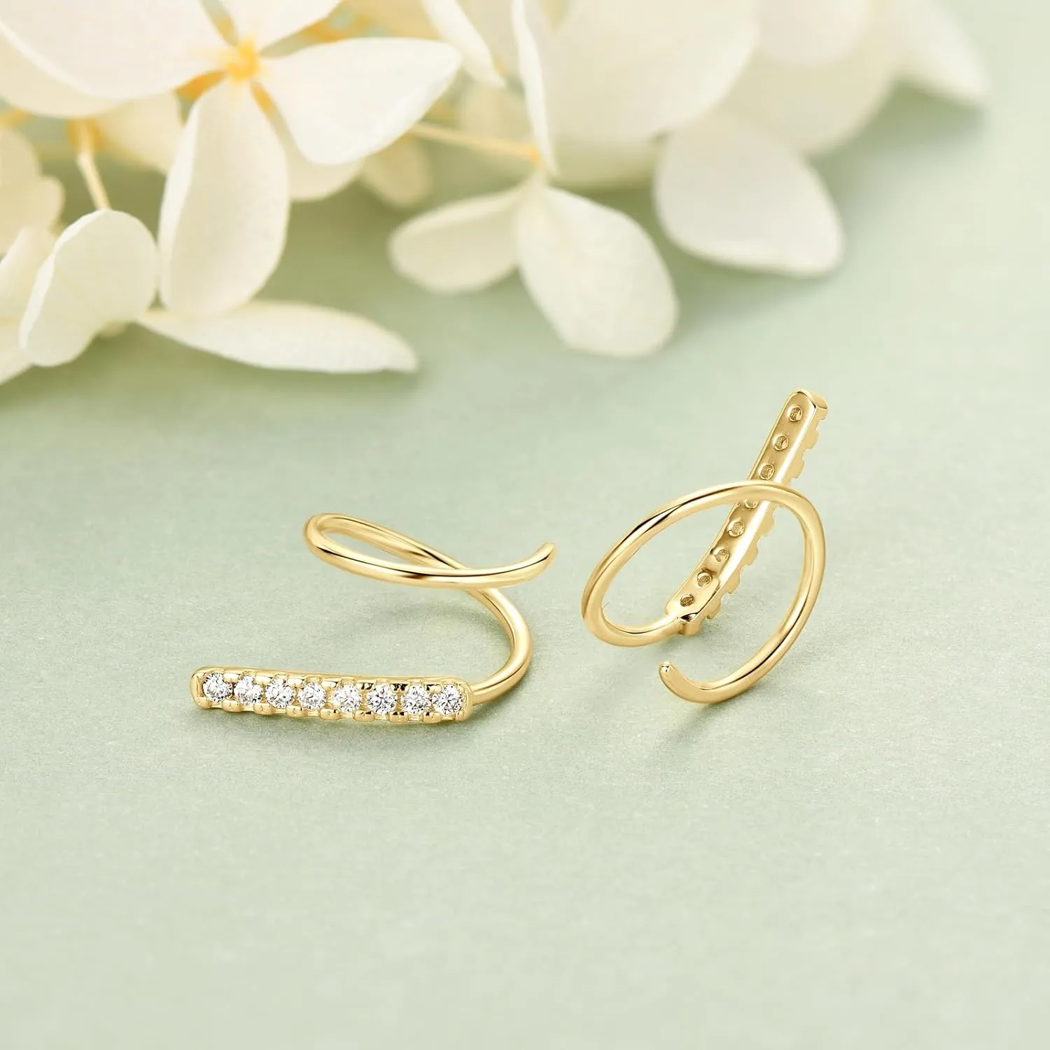 Moissanite Earring Double Twist Hoop Earrings for Single Piercing, S925 Sterling Silver Sparkling Tiny Hoops Earrings for Women Hypoallergenic Jewelry for Sensitive Ear