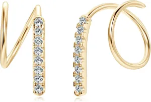 Moissanite Earring Double Twist Hoop Earrings for Single Piercing, S925 Sterling Silver Sparkling Tiny Hoops Earrings for Women Hypoallergenic Jewelry for Sensitive Ear