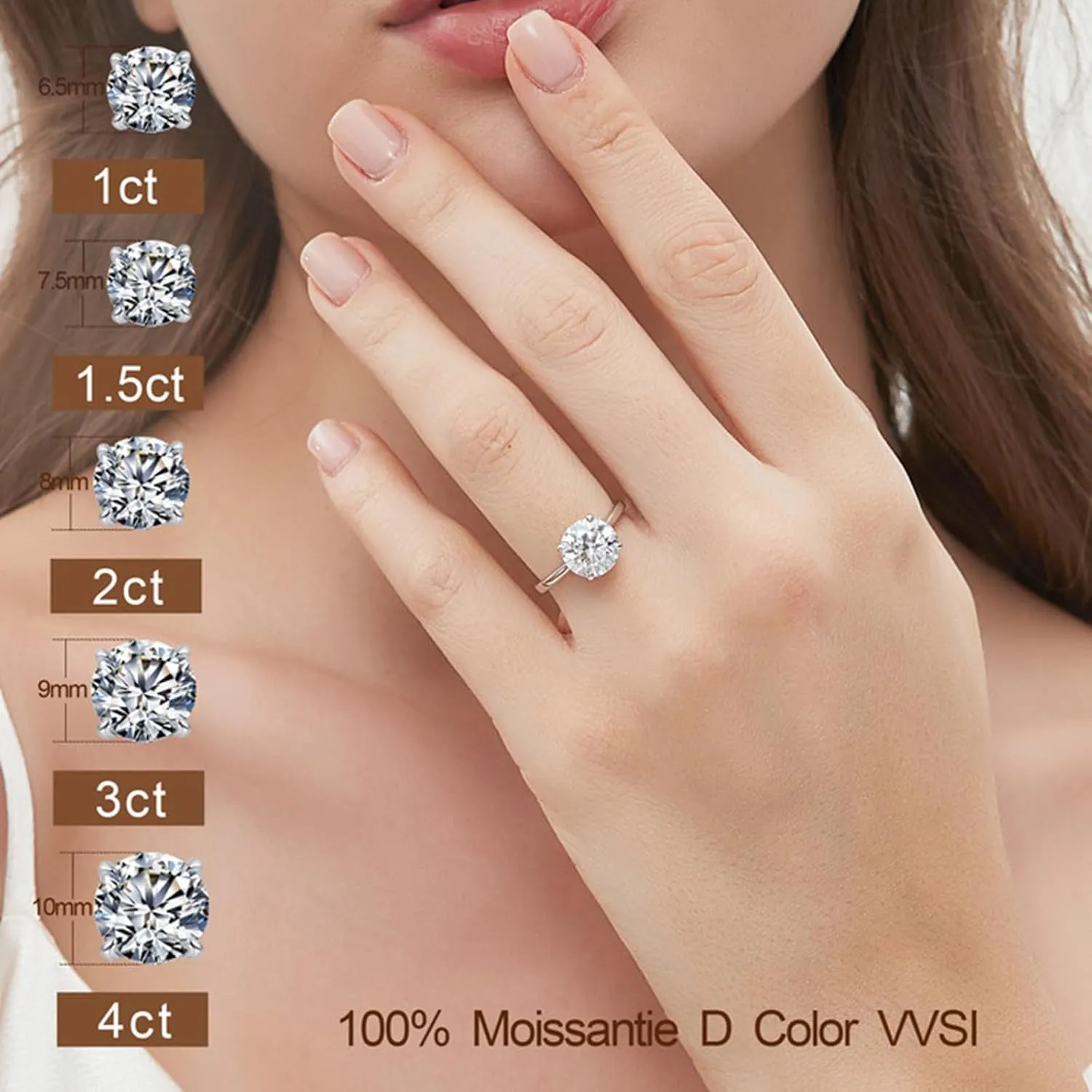 Moissanite Engagement Rings for Women,Promise Rings 925 Sterling Silver with 18K Yellow/White Gold Plated,D Color VVS1 Wedding Band Moissanite Ring 0.5/1/1.5/2/3/4CT