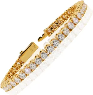 Moissanite Tennis Bracelet for Women | 3mm ~ 4mm D Color VVS1 | 8.2510.25 CTW | 7" Vermeil 24K Yellow Gold or Rhodium Plated Sterling Silver | Classic Scoop Link Design | Gift Ready by Adora Fine Jewelry