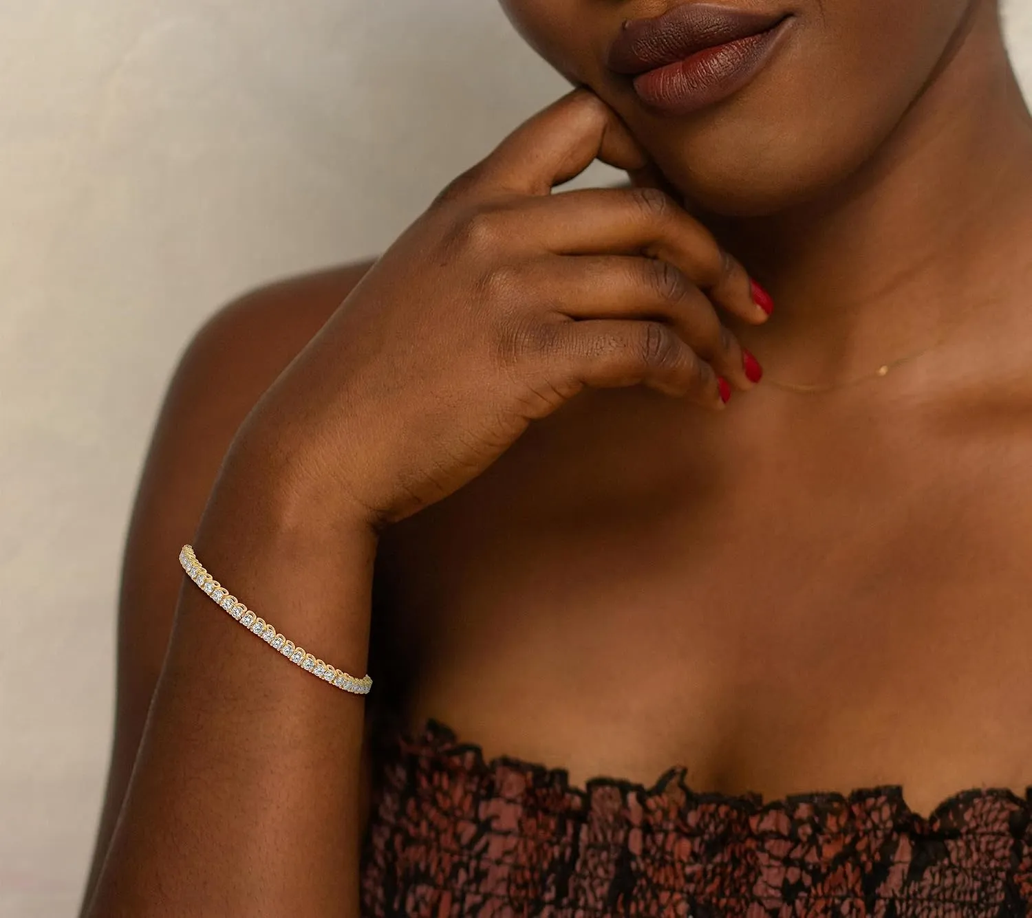 Moissanite Tennis Bracelet for Women | 3mm ~ 4mm D Color VVS1 | 8.2510.25 CTW | 7" Vermeil 24K Yellow Gold or Rhodium Plated Sterling Silver | Classic Scoop Link Design | Gift Ready by Adora Fine Jewelry