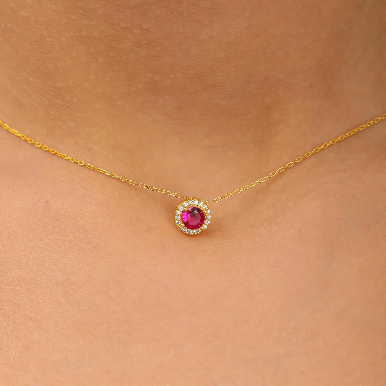 MONOOC Layered Birthstone Necklace for Women, 14K Solid Gold Over Paperclip Chain Necklace Classic Round Pendant Birthstone Necklace Birthstone Jewelry for Women Gifts Birthday Gifts