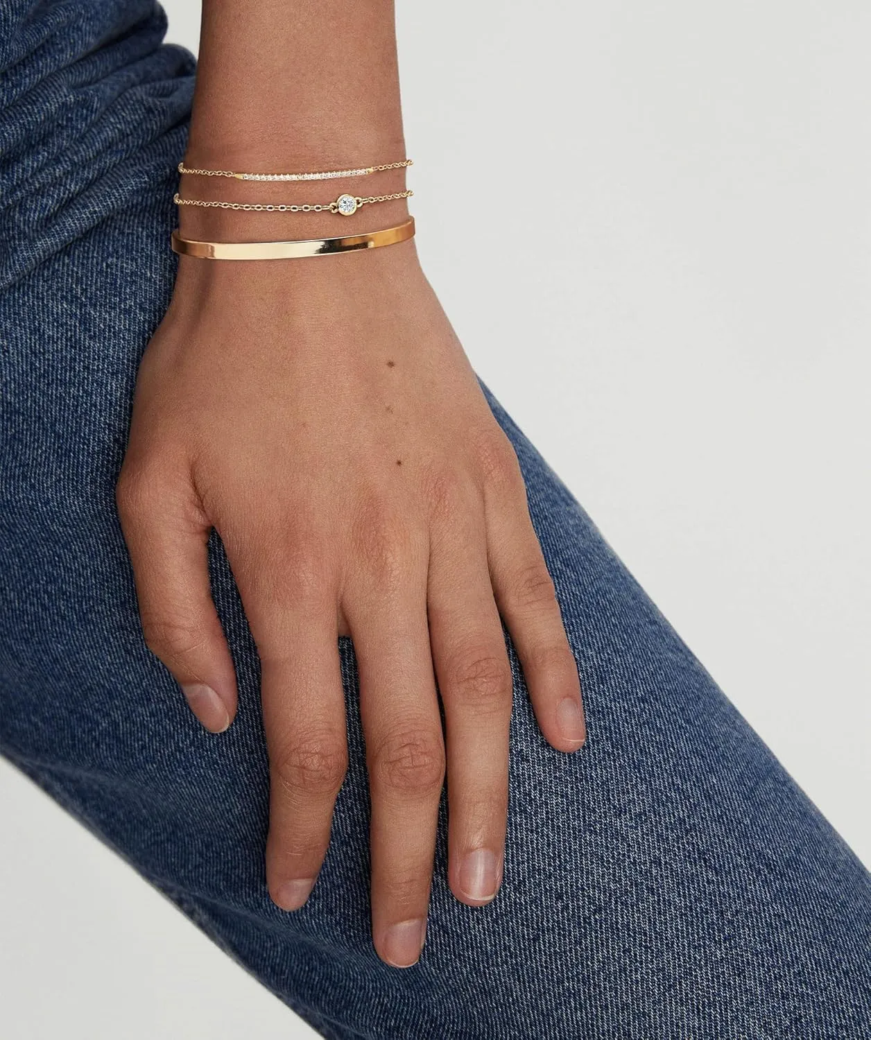 Moodear Gold Bracelets for Women - Dainty Bangle Bracelet for Women Stack Trendy 14k Gold Plated Tennis Cuff Zirconia Chain Bangles Set Non Tarnish Waterproof Jewelry