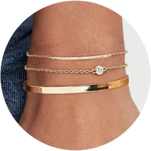 Moodear Gold Bracelets for Women - Dainty Bangle Bracelet for Women Stack Trendy 14k Gold Plated Tennis Cuff Zirconia Chain Bangles Set Non Tarnish Waterproof Jewelry