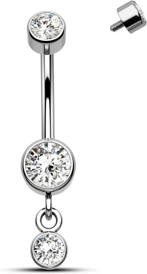 Mooncrush Jewelry 14G G23 Solid Titanium Belly Button Rings 10MM Dangle Belly Rings for Women Surgical Steel Belly Navel Piercing Jewelry