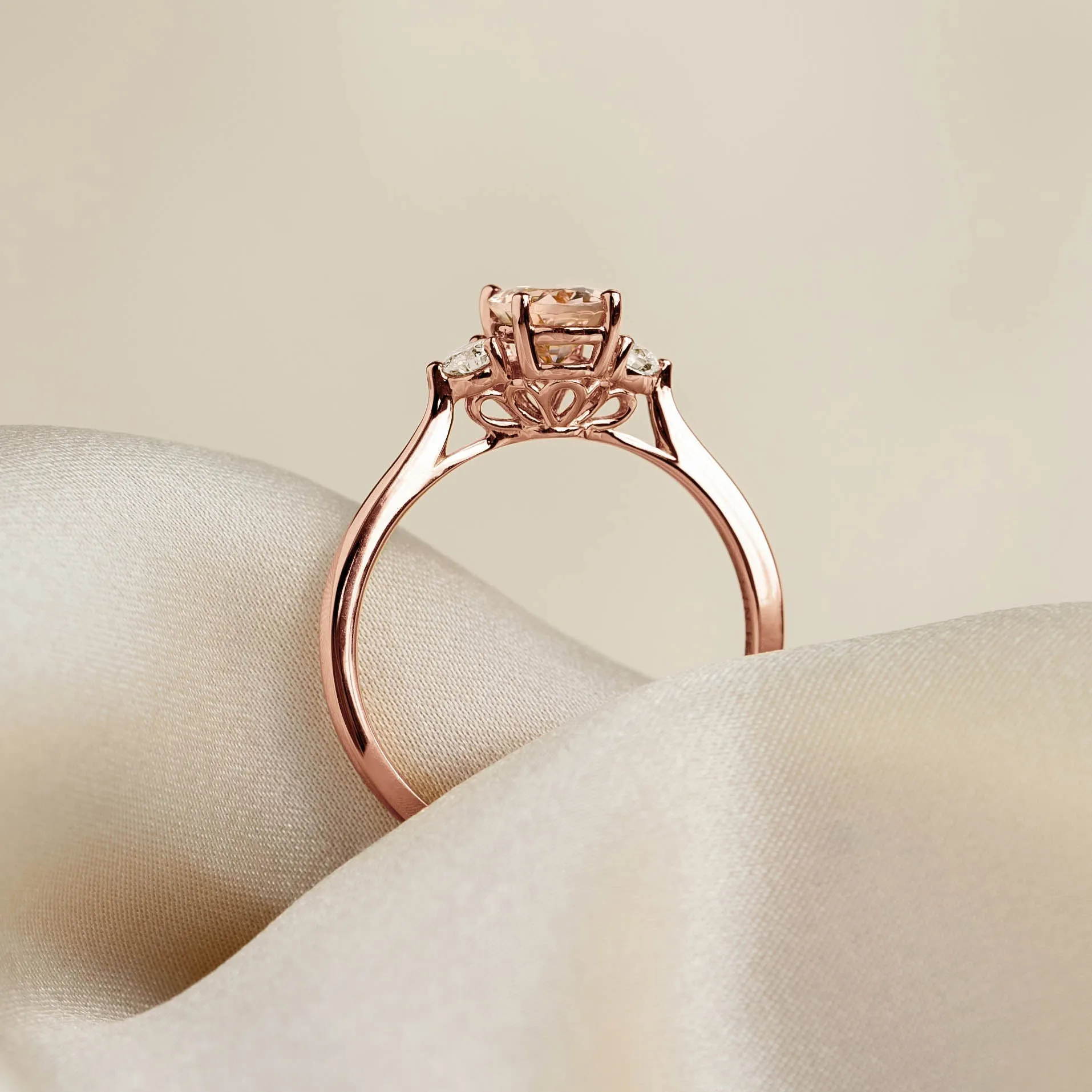 Morganite and Diamond Ring Rose Gold - Kindra